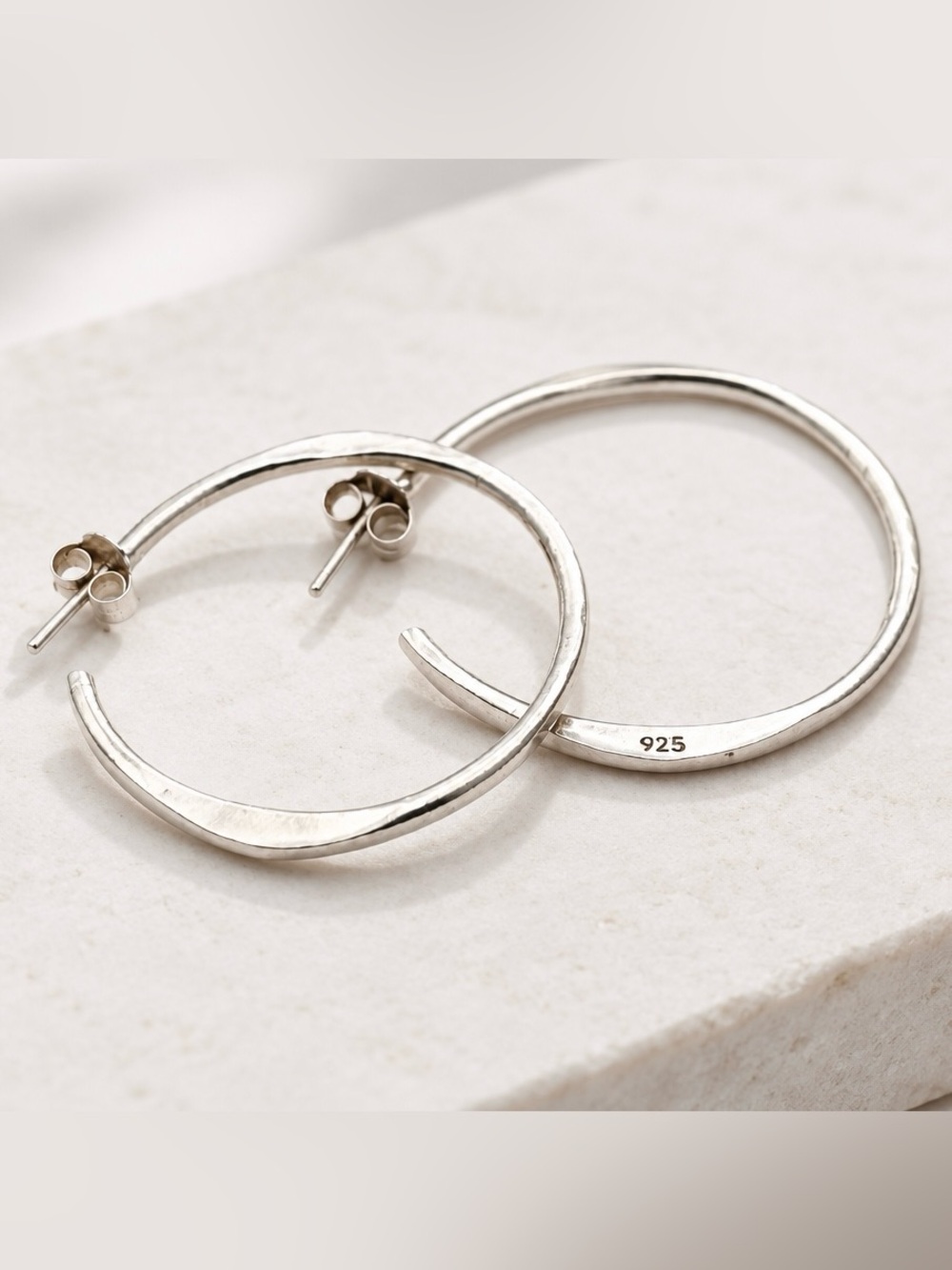 Sterling Silver 925 Classic large Hoop Earrings